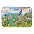 Carolines Treasures Carolines Treasures PRS4042DDM 14 x 21 in. Peacock on Garden Fence Dish Drying Mat PRS4042DDM